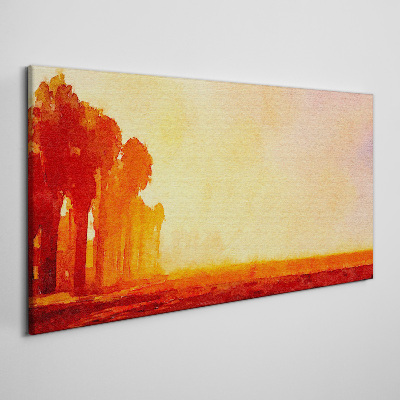 Sunset behind the palm trees Canvas wall art