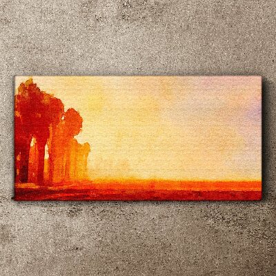 Sunset behind the palm trees Canvas wall art