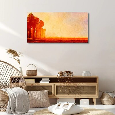 Sunset behind the palm trees Canvas wall art
