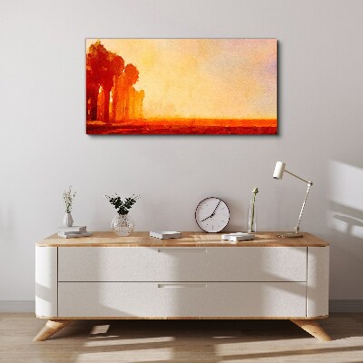 Sunset behind the palm trees Canvas wall art