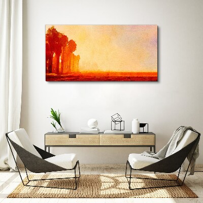 Sunset behind the palm trees Canvas wall art