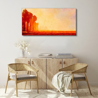Sunset behind the palm trees Canvas wall art
