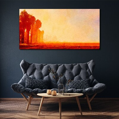 Sunset behind the palm trees Canvas wall art