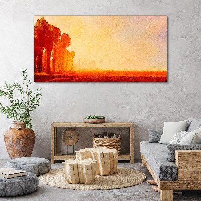 Sunset behind the palm trees Canvas wall art