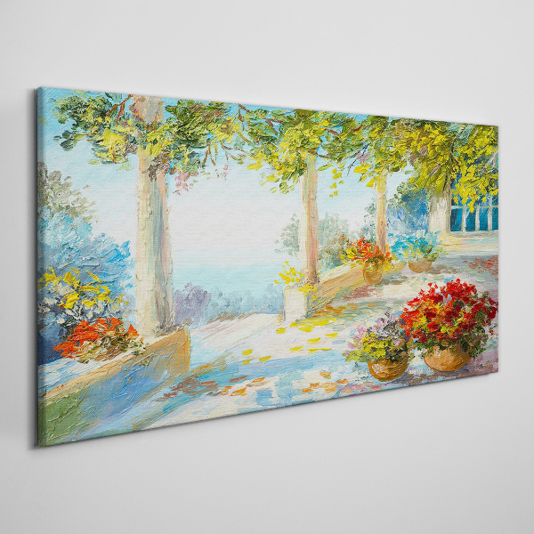 Spring landscape with flowers Print on canvas