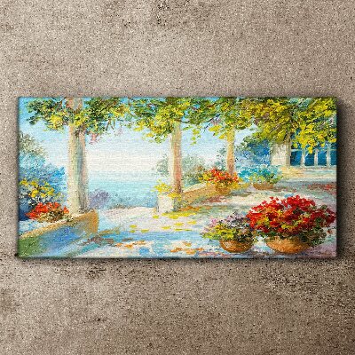 Spring landscape with flowers Print on canvas