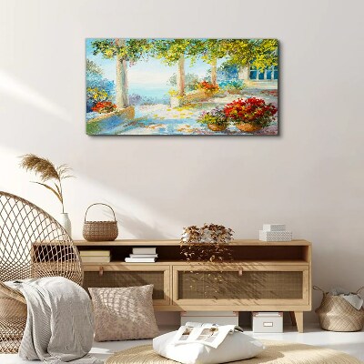 Spring landscape with flowers Print on canvas