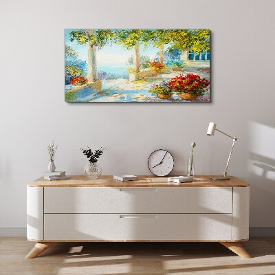Spring landscape with flowers Print on canvas