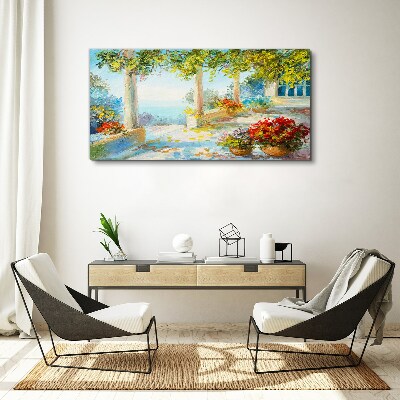 Spring landscape with flowers Print on canvas