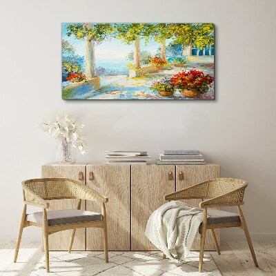 Spring landscape with flowers Print on canvas