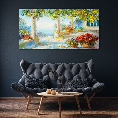 Spring landscape with flowers Print on canvas