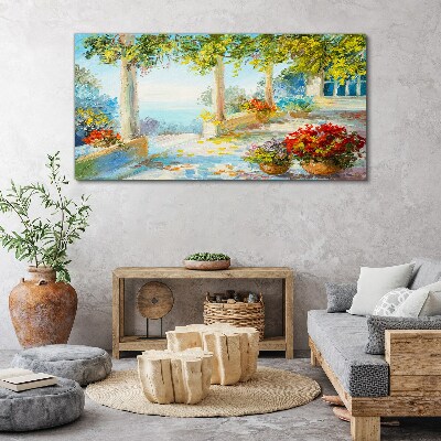 Spring landscape with flowers Print on canvas