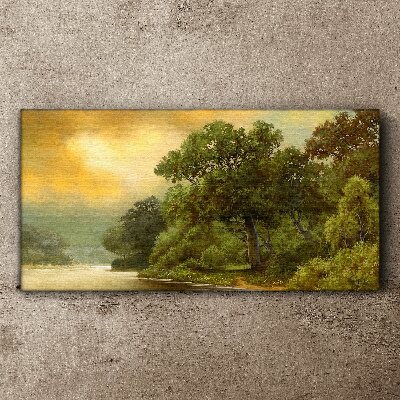 Golden light over a calm river Canvas wall art