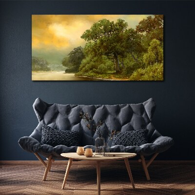 Golden light over a calm river Canvas wall art