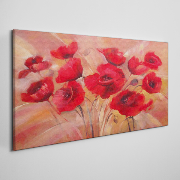 Red poppies in a pastel composition Print on canvas
