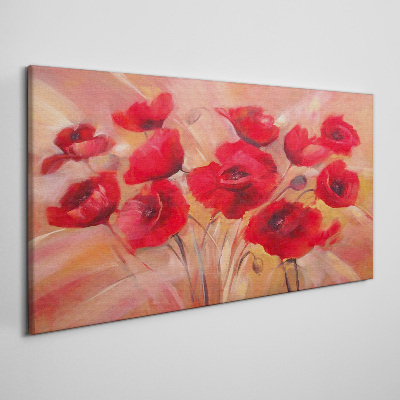 Red poppies in a pastel composition Print on canvas