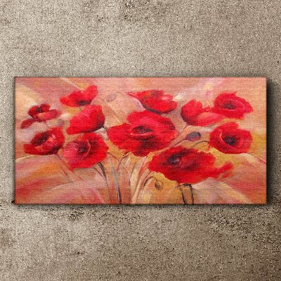 Red poppies in a pastel composition Print on canvas