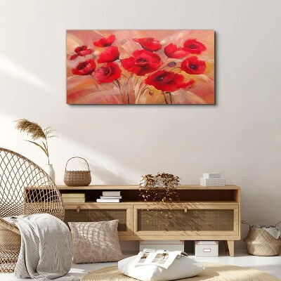 Red poppies in a pastel composition Print on canvas