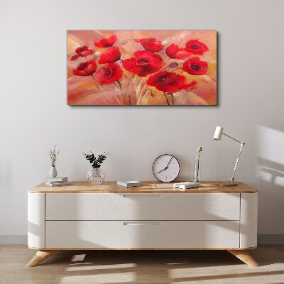 Red poppies in a pastel composition Print on canvas