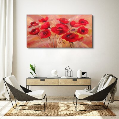 Red poppies in a pastel composition Print on canvas