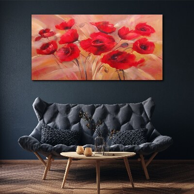 Red poppies in a pastel composition Print on canvas