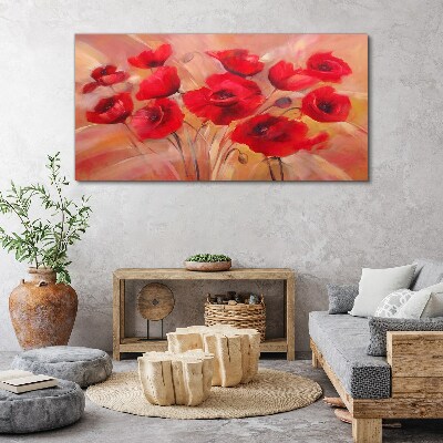 Red poppies in a pastel composition Print on canvas