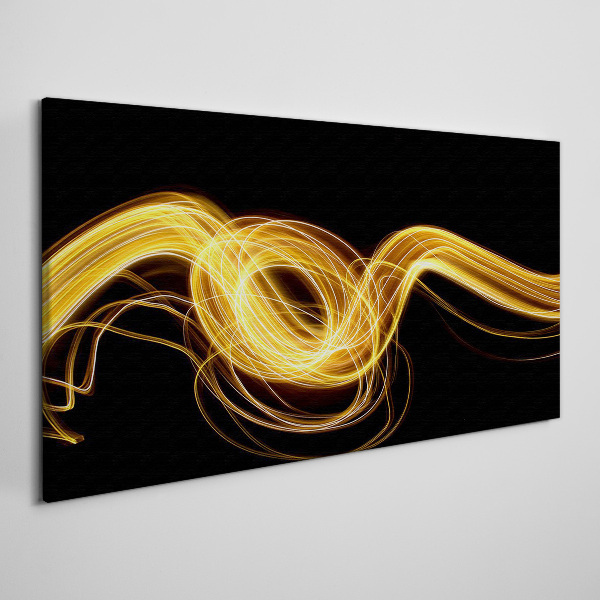 Golden streaks of light on black Print on canvas