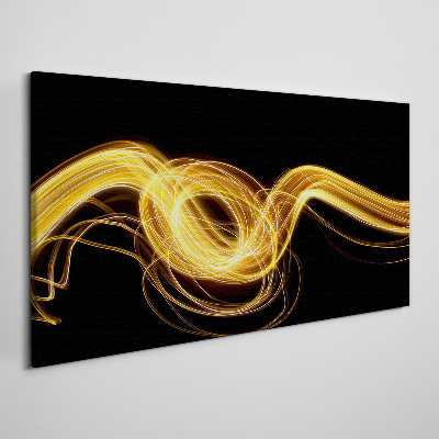 Golden streaks of light on black Print on canvas