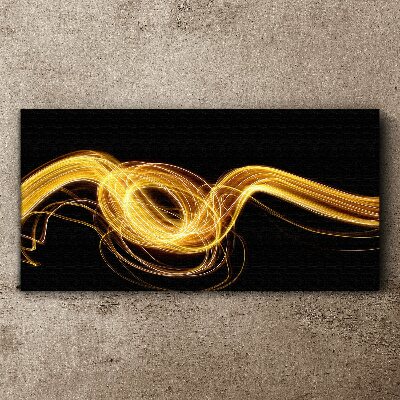 Golden streaks of light on black Print on canvas