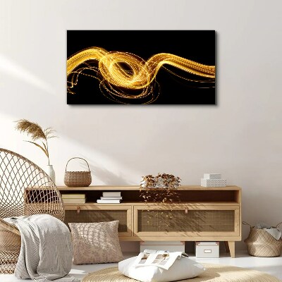 Golden streaks of light on black Print on canvas