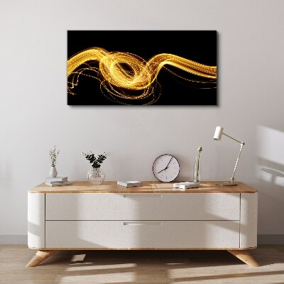 Golden streaks of light on black Print on canvas