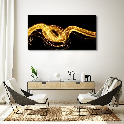 Golden streaks of light on black Print on canvas