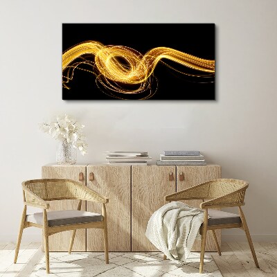 Golden streaks of light on black Print on canvas