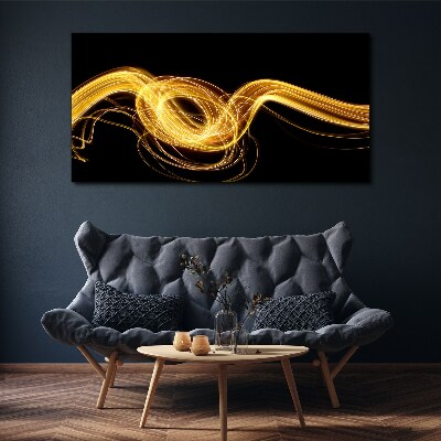 Golden streaks of light on black Print on canvas