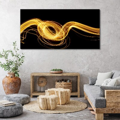 Golden streaks of light on black Print on canvas