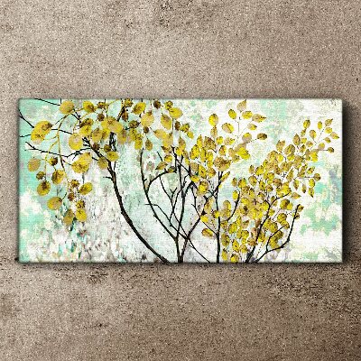 Spring leaves against the blue background Canvas wall art