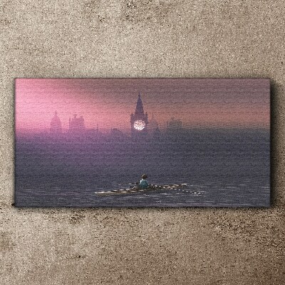 Immersed in the city mists Canvas wall art