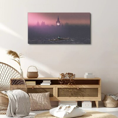 Immersed in the city mists Canvas wall art