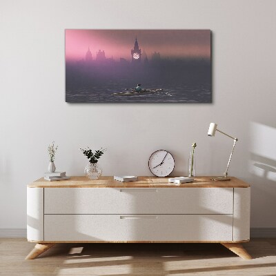 Immersed in the city mists Canvas wall art