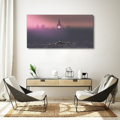 Immersed in the city mists Canvas wall art