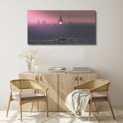 Immersed in the city mists Canvas wall art