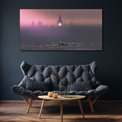 Immersed in the city mists Canvas wall art