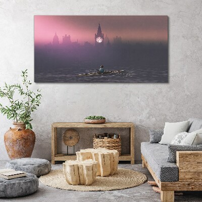 Immersed in the city mists Canvas wall art