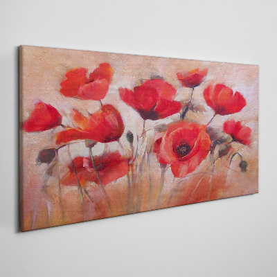 Red poppies on a pastel background Print on canvas