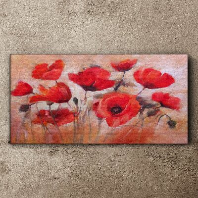 Red poppies on a pastel background Print on canvas