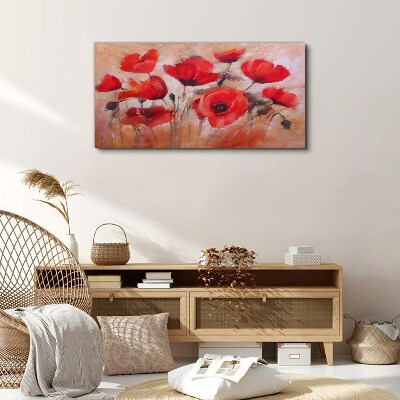 Red poppies on a pastel background Print on canvas