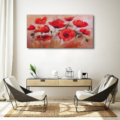Red poppies on a pastel background Print on canvas