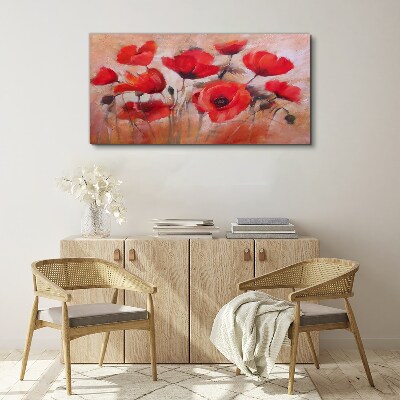 Red poppies on a pastel background Print on canvas