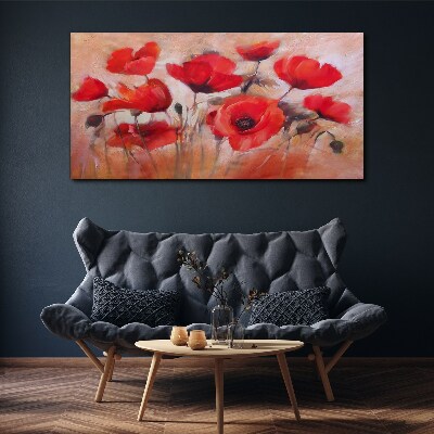 Red poppies on a pastel background Print on canvas