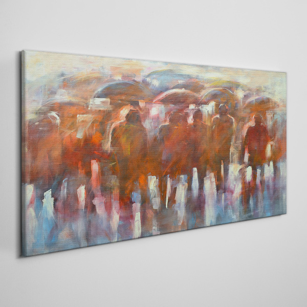Rainy scene with umbrellas Canvas wall art